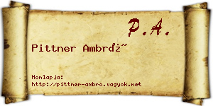 Pittner Ambró névjegykártya